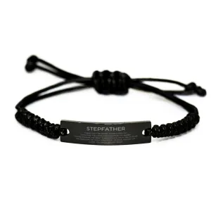 Stepfather Gifts, Thank you for being there every day, Thank You Gifts For Stepfather, Birthday Christmas Black Rope Bracelet For Stepfather