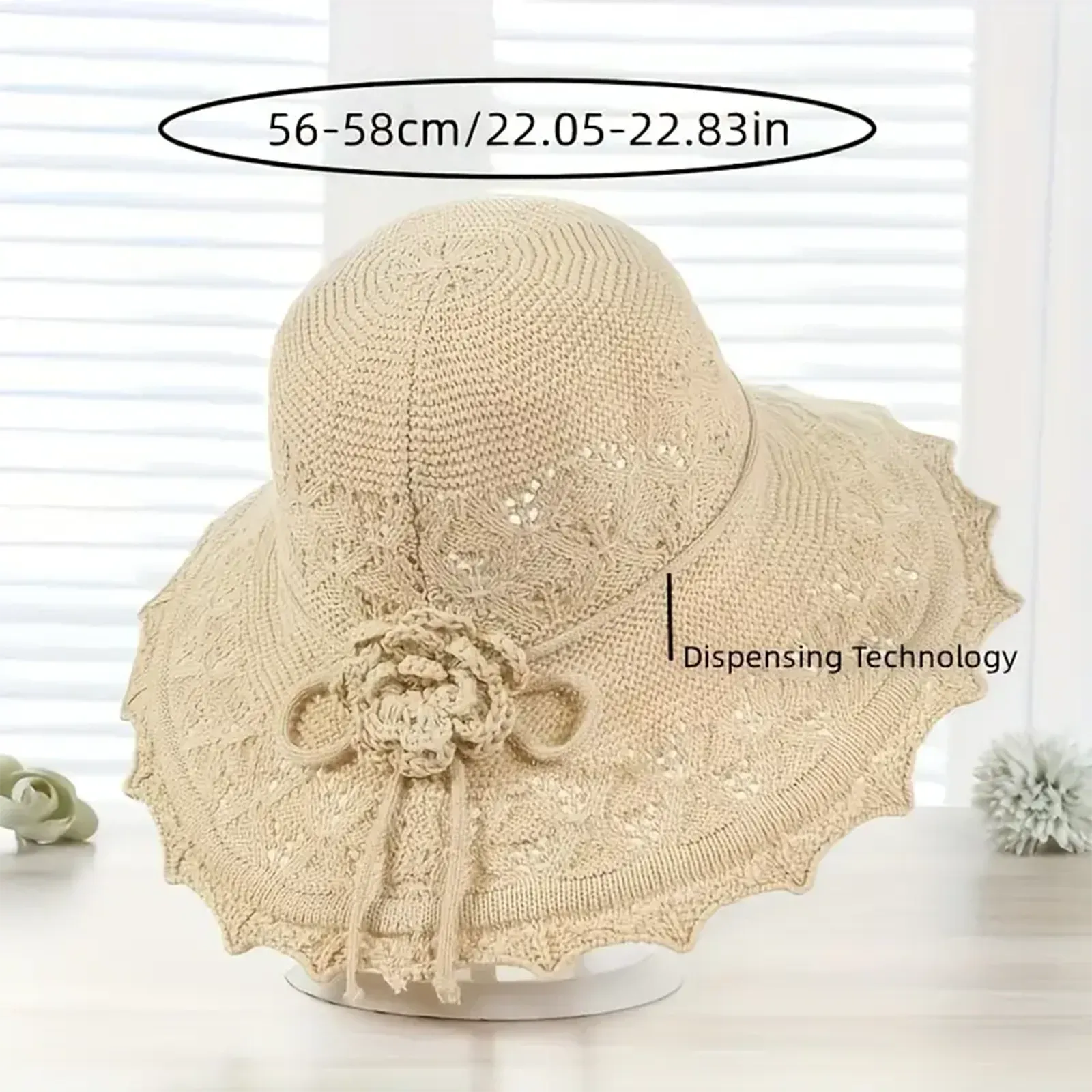 Summer Crochet Straw Hat for Women Beach Hat Flower Wide Brim Beach Sun Hat Female Panama Straw Hat Lightweight Floppy Hat