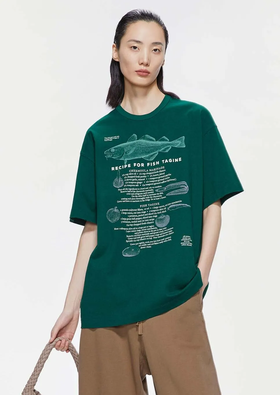 T-Shirt / JNBY Loose Fit Fashion Printed Crewneck T-Shirt