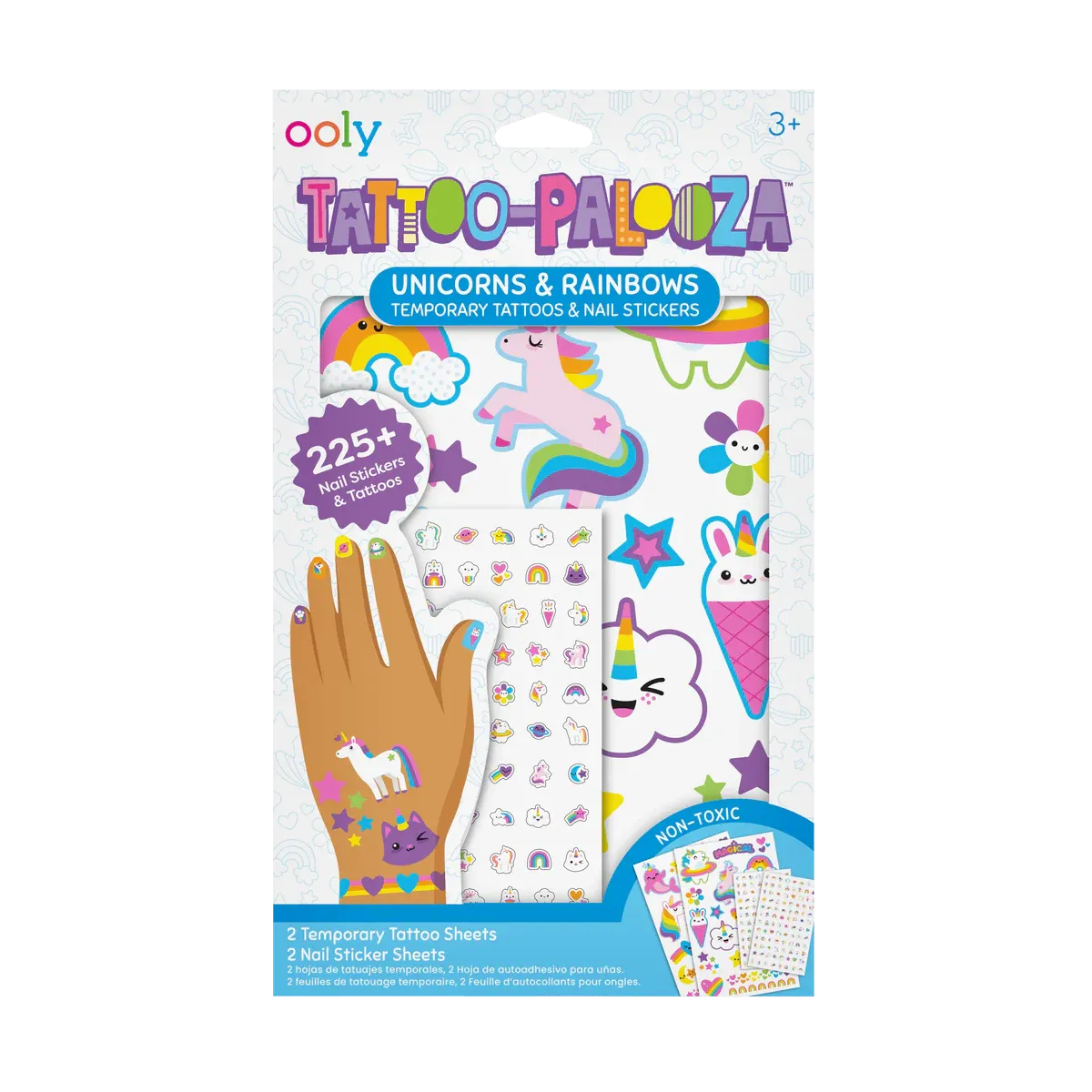Tattoo-Palooza Temporary Tattoos & Nail Stickers - Unicorns & Rainbows