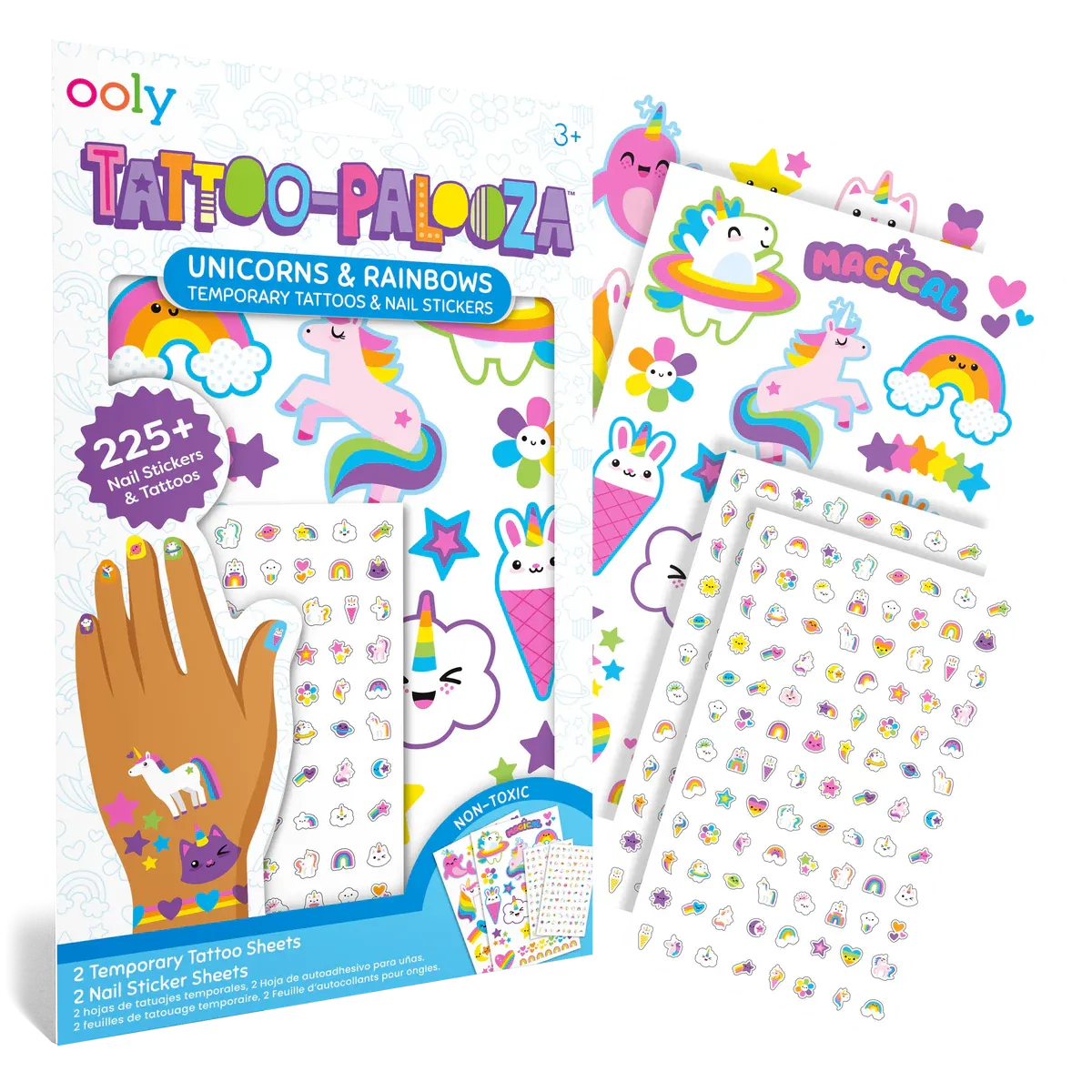 Tattoo-Palooza Temporary Tattoos & Nail Stickers - Unicorns & Rainbows
