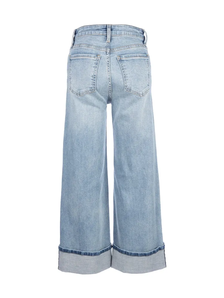The Meg High Rise FabAb Cuffed Wide Leg Jeans - Charming