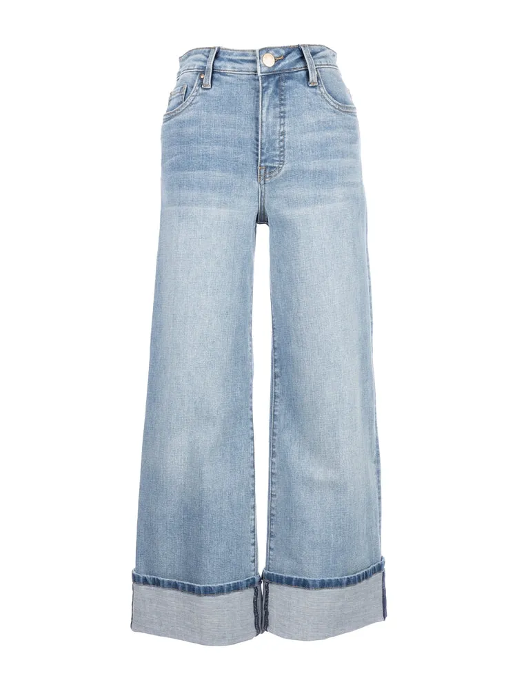 The Meg High Rise FabAb Cuffed Wide Leg Jeans - Charming