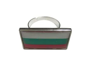 Thin Bordered Bulgaria Flag Pendant Adjustable Size Fashion Ring
