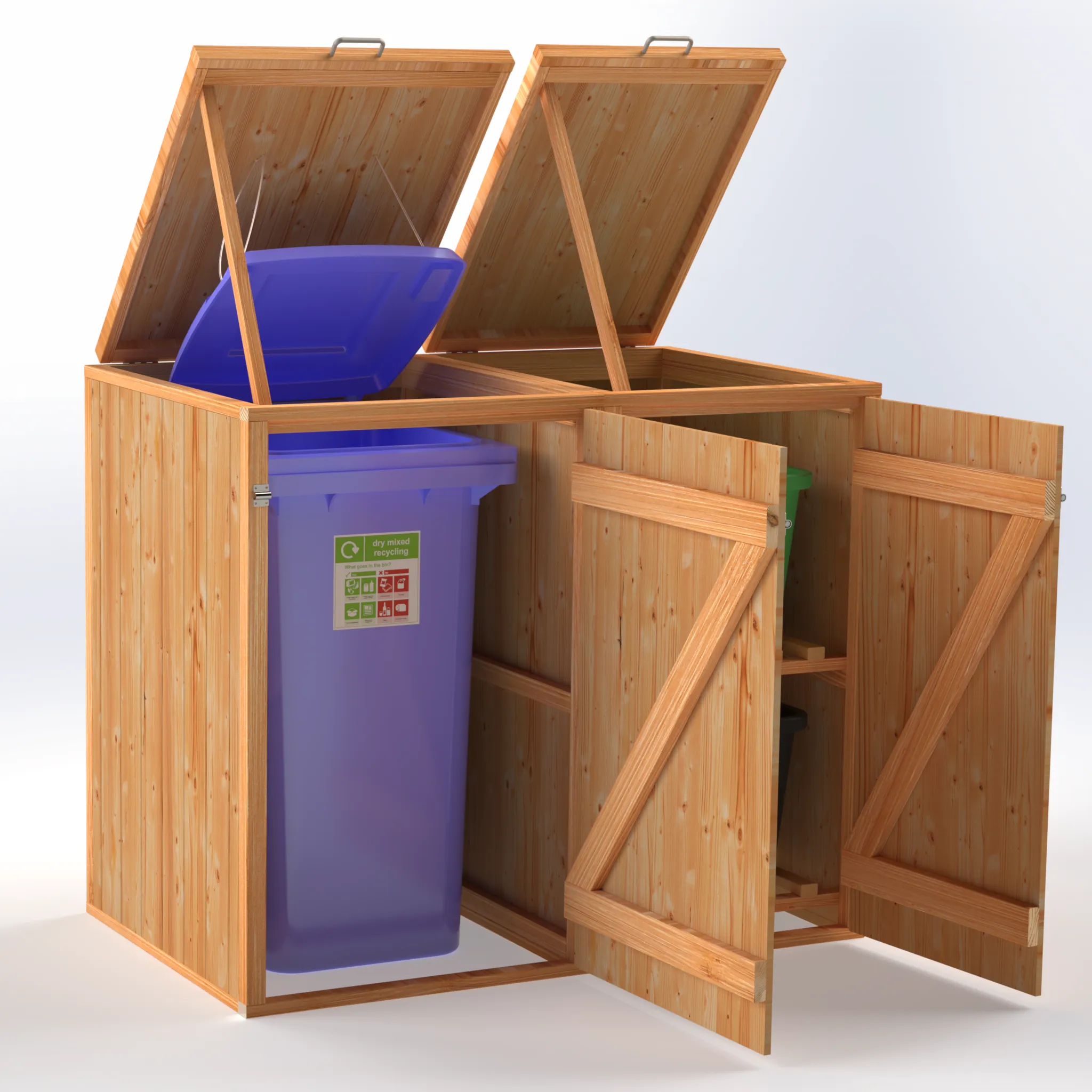 Timber Bin & Recycling Box Store - Fully Assembled