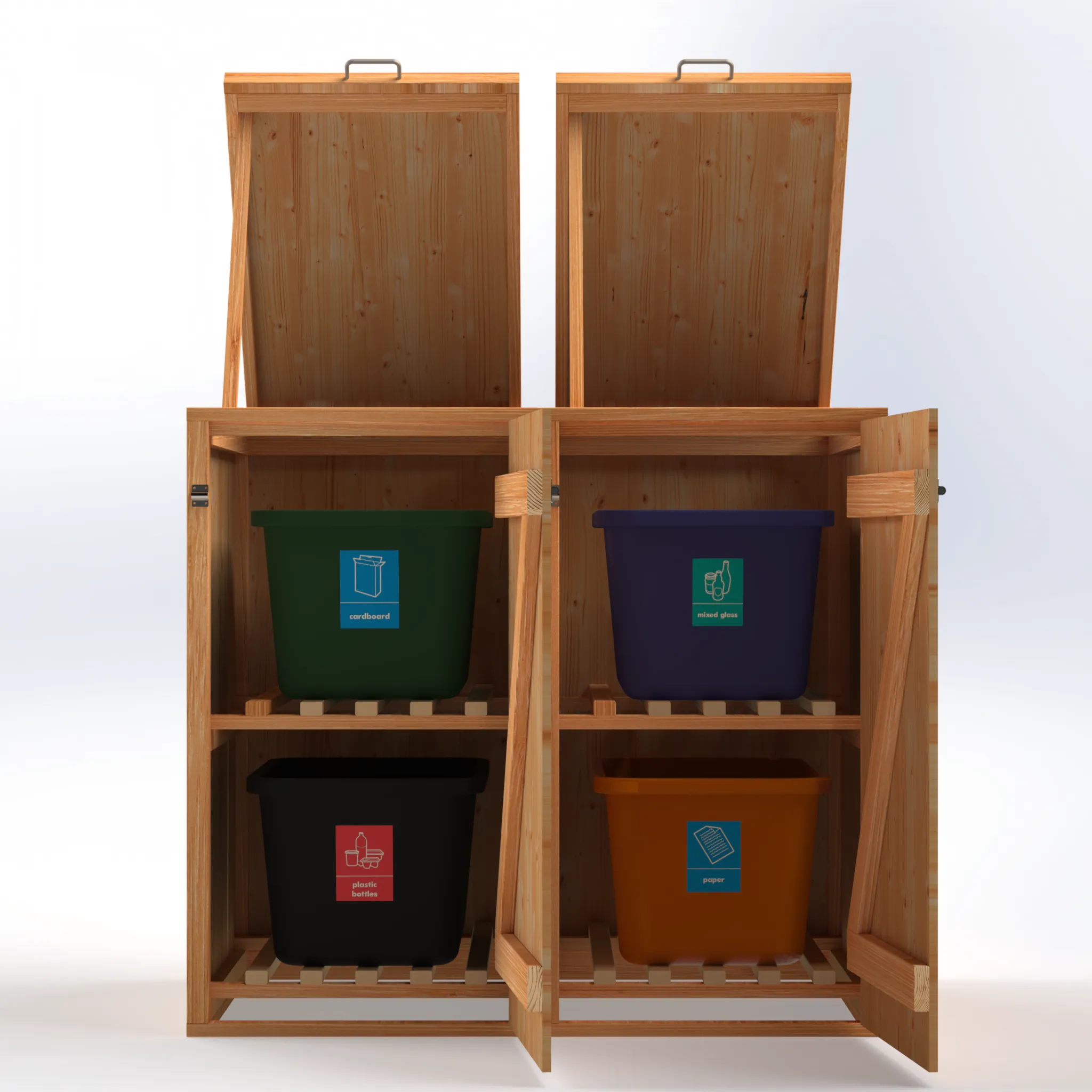Timber Bin & Recycling Box Store - Fully Assembled
