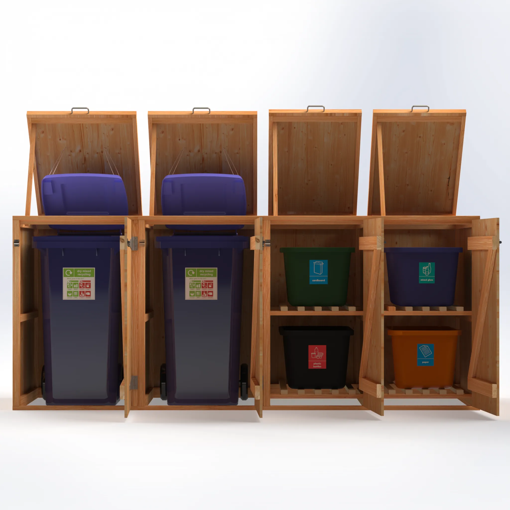 Timber Bin & Recycling Box Store - Fully Assembled