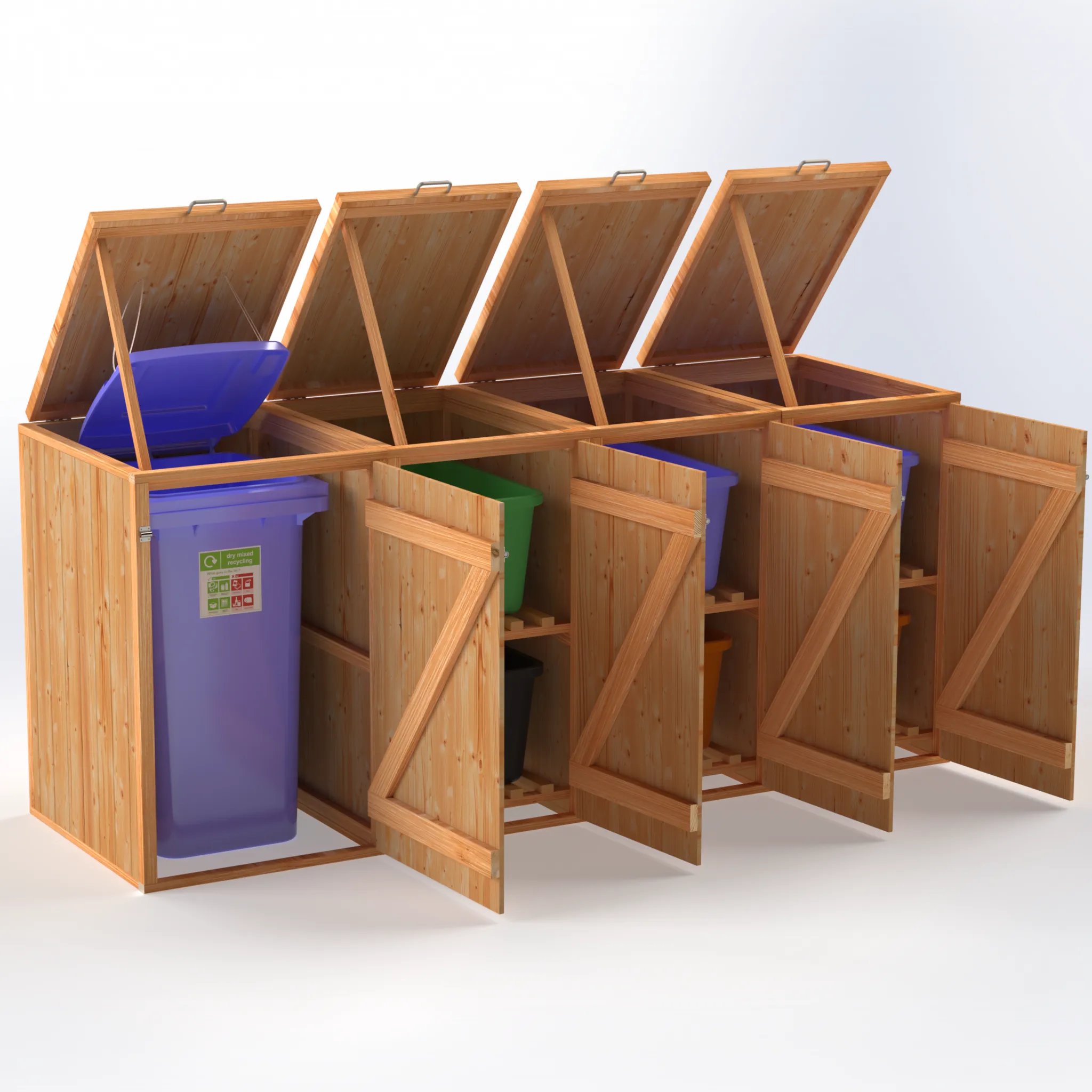 Timber Bin & Recycling Box Store - Fully Assembled