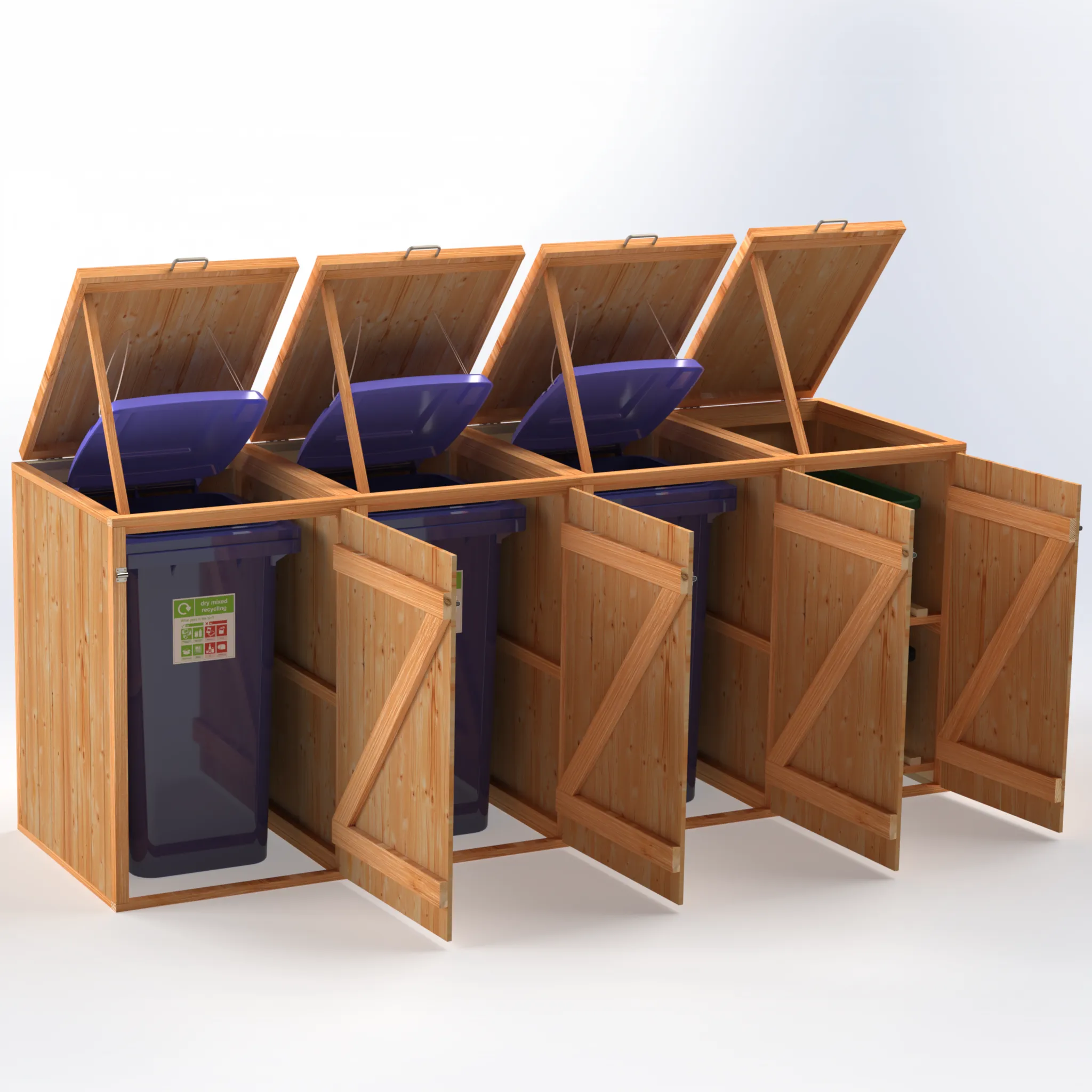 Timber Bin & Recycling Box Store - Fully Assembled