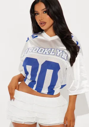 Trendy American Retro Sports V-Neck Letter Printed Short-Sleeve Top