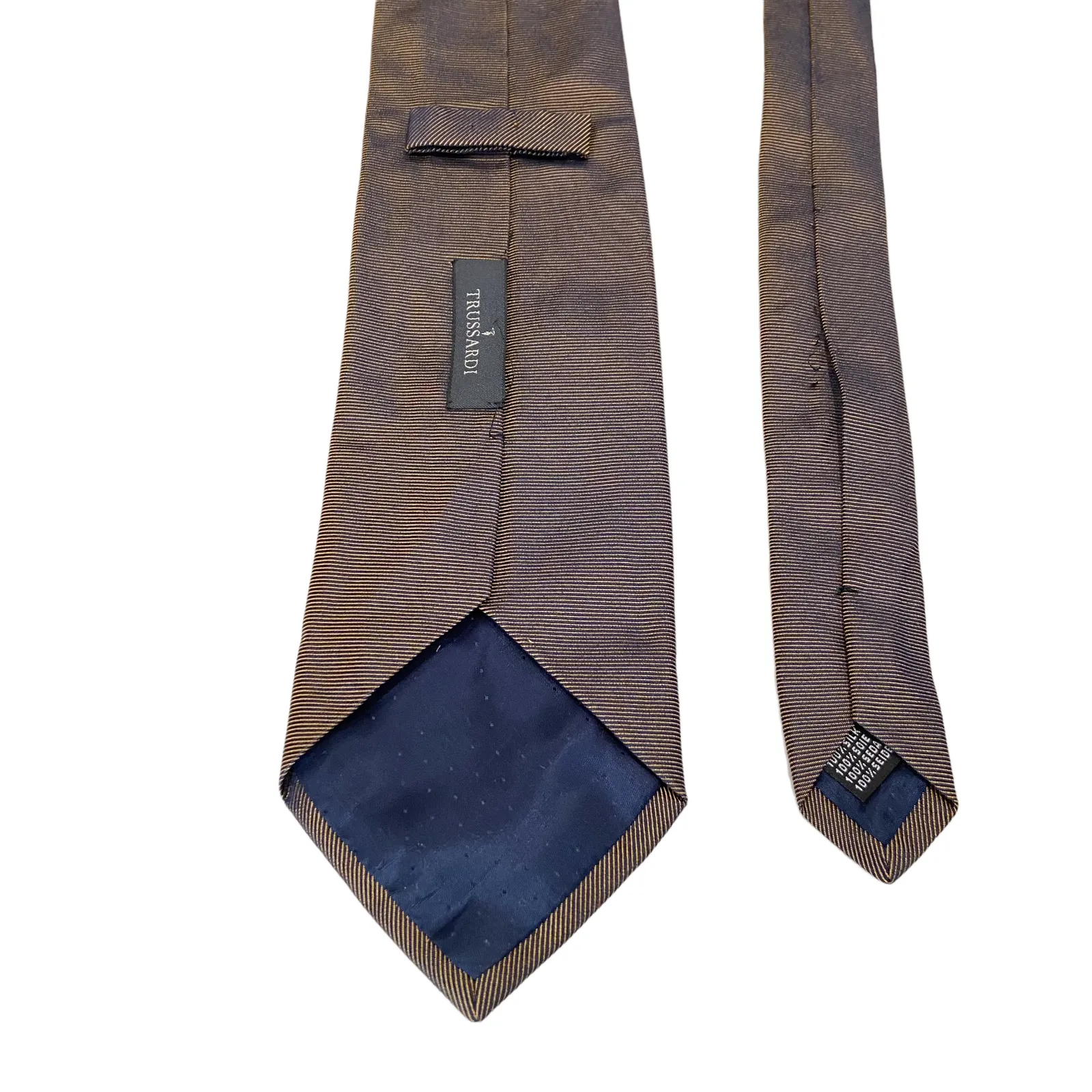 Trussardi Striped Silk Tie | Vintage Mens Luxury High End Designer Grey Brown