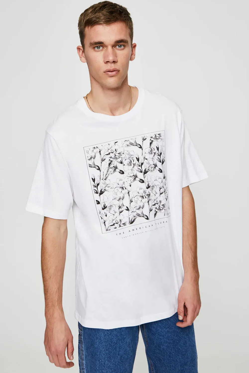 Tshirt With Contrast Floral Illustration
