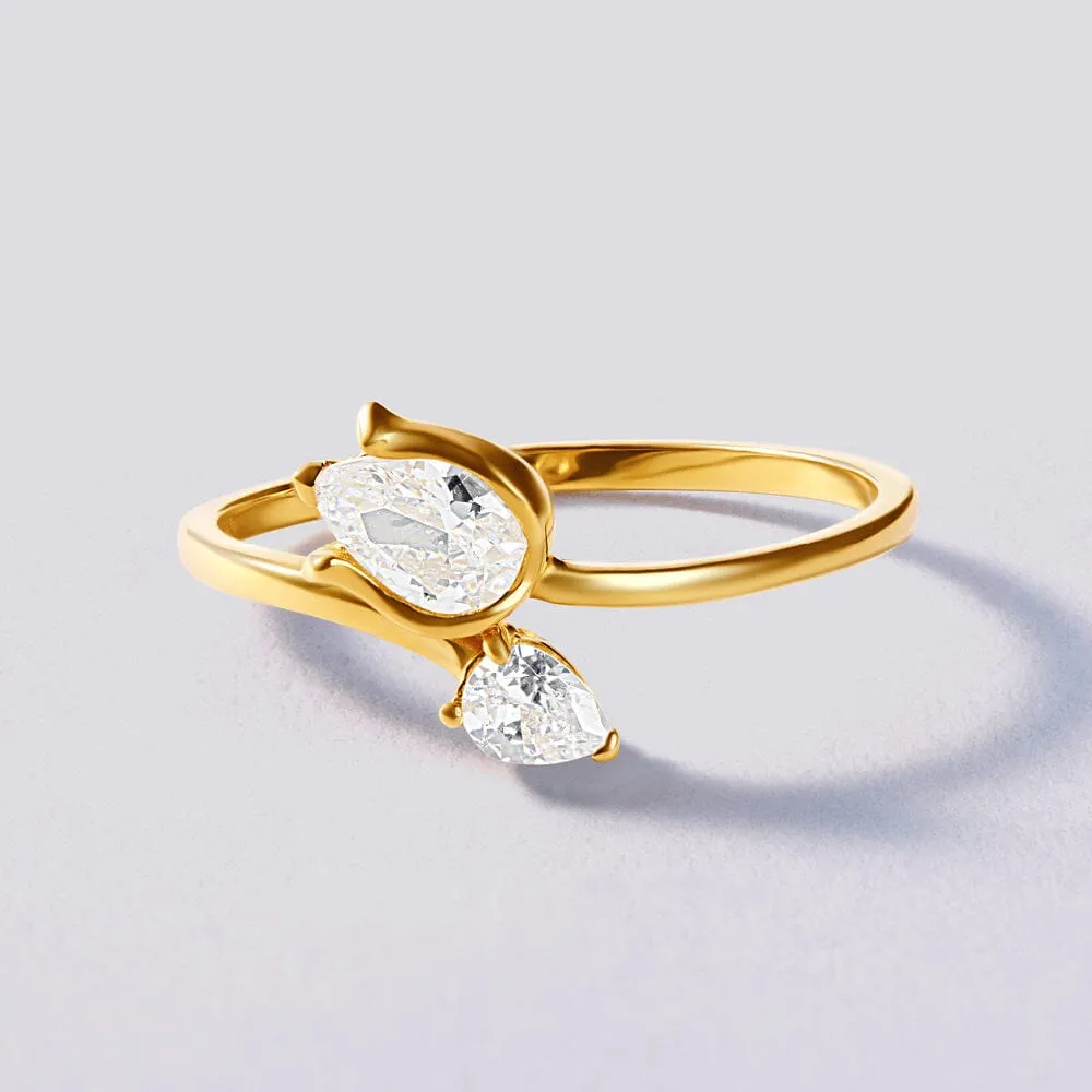 Tulip Wrap Ring with Cubic Zirconia in 9ct Yellow Gold