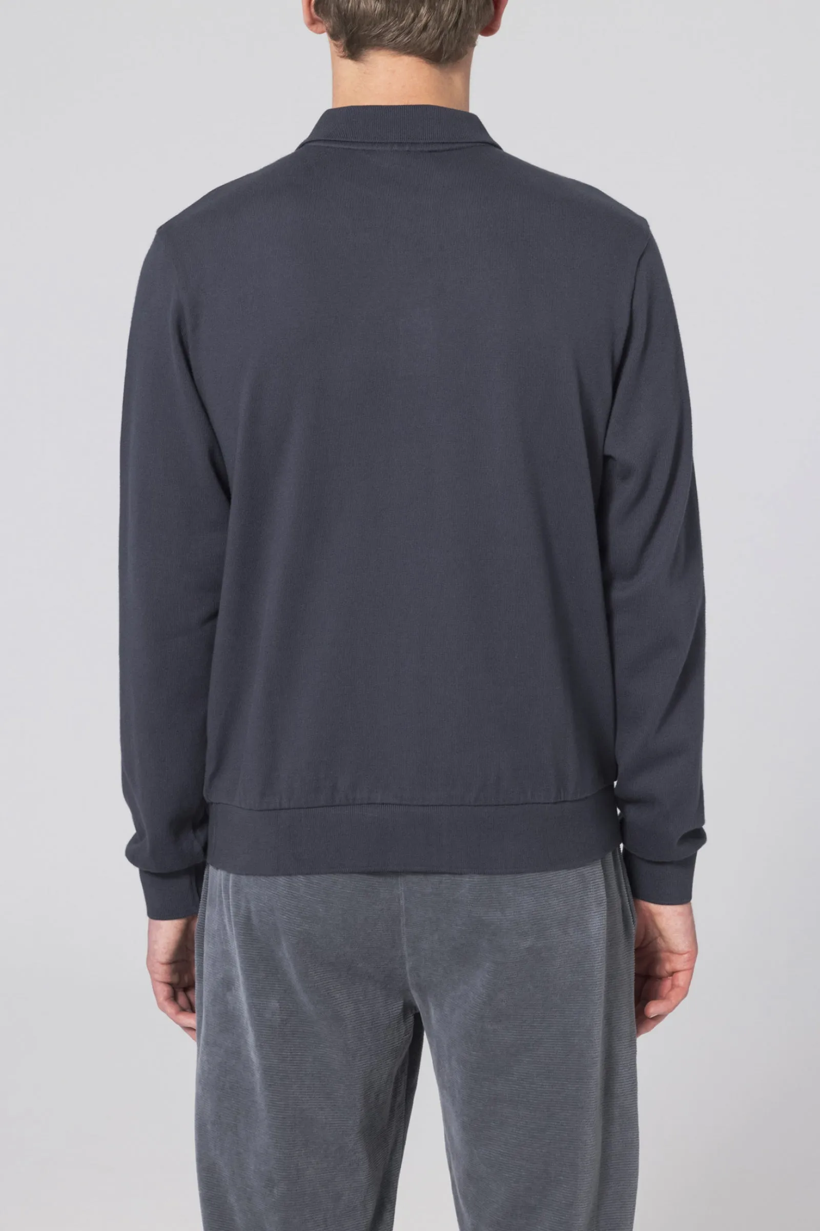 Unfeigned Long Sleeve Polo - Blue Graphite