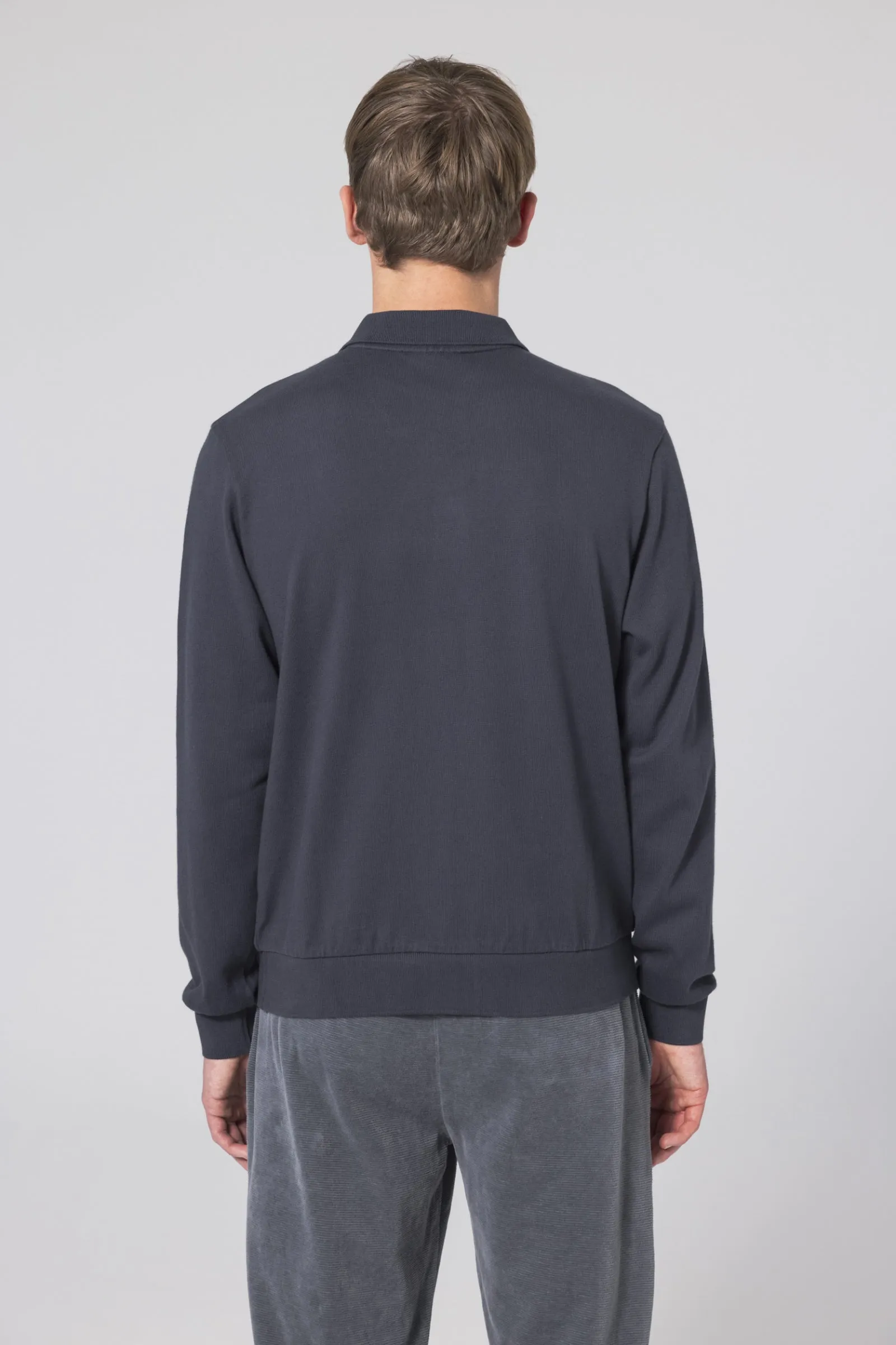 Unfeigned Long Sleeve Polo - Blue Graphite