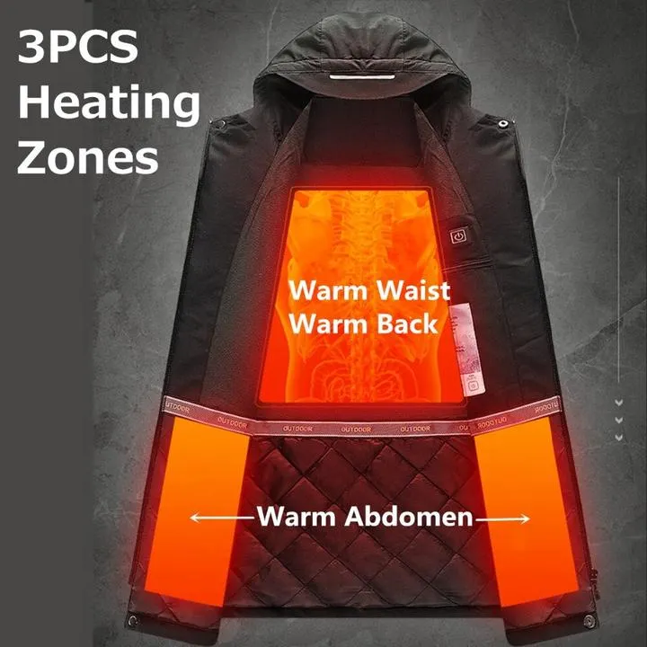 Unisex Digital Heating Hooded Work Outdoor Jacket Riding Skiing Snow