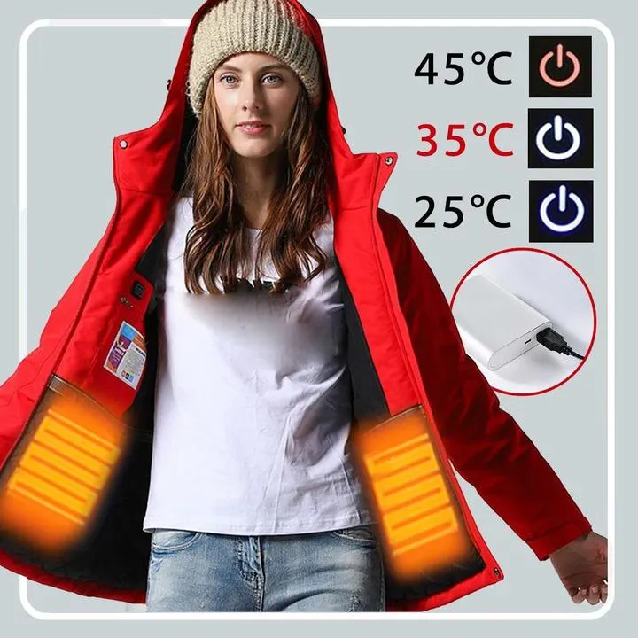 Unisex Digital Heating Hooded Work Outdoor Jacket Riding Skiing Snow