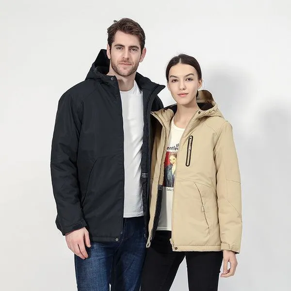 Unisex Digital Heating Hooded Work Outdoor Jacket Riding Skiing Snow