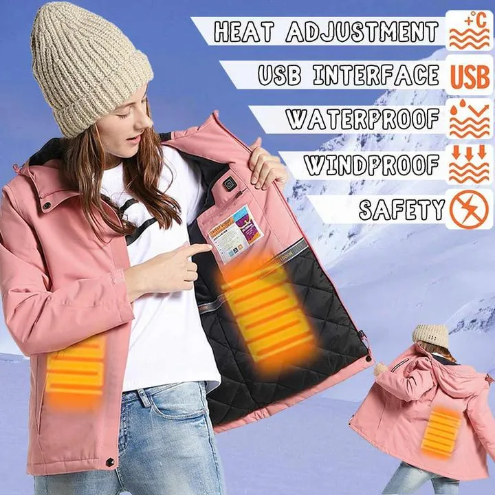 Unisex Digital Heating Hooded Work Outdoor Jacket Riding Skiing Snow
