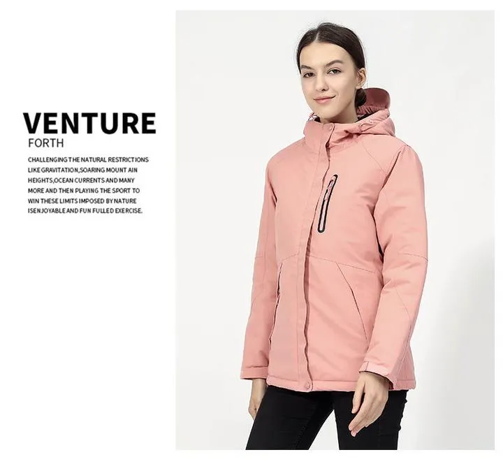 Unisex Digital Heating Hooded Work Outdoor Jacket Riding Skiing Snow