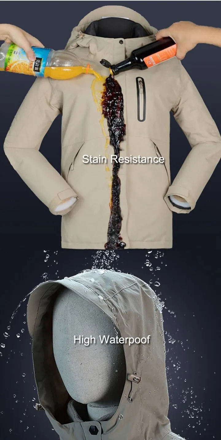 Unisex Digital Heating Hooded Work Outdoor Jacket Riding Skiing Snow