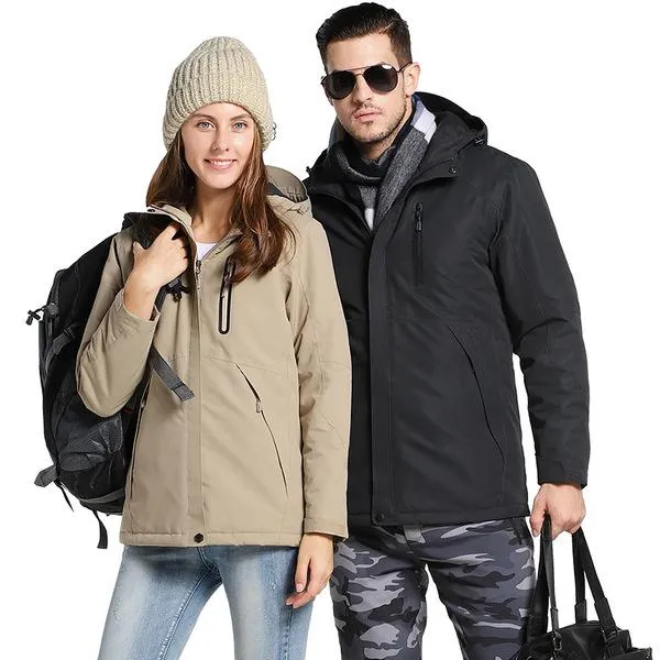 Unisex Digital Heating Hooded Work Outdoor Jacket Riding Skiing Snow