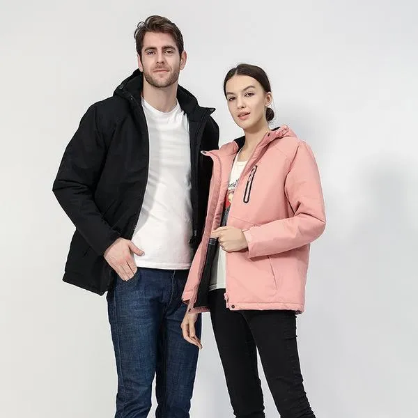 Unisex Digital Heating Hooded Work Outdoor Jacket Riding Skiing Snow