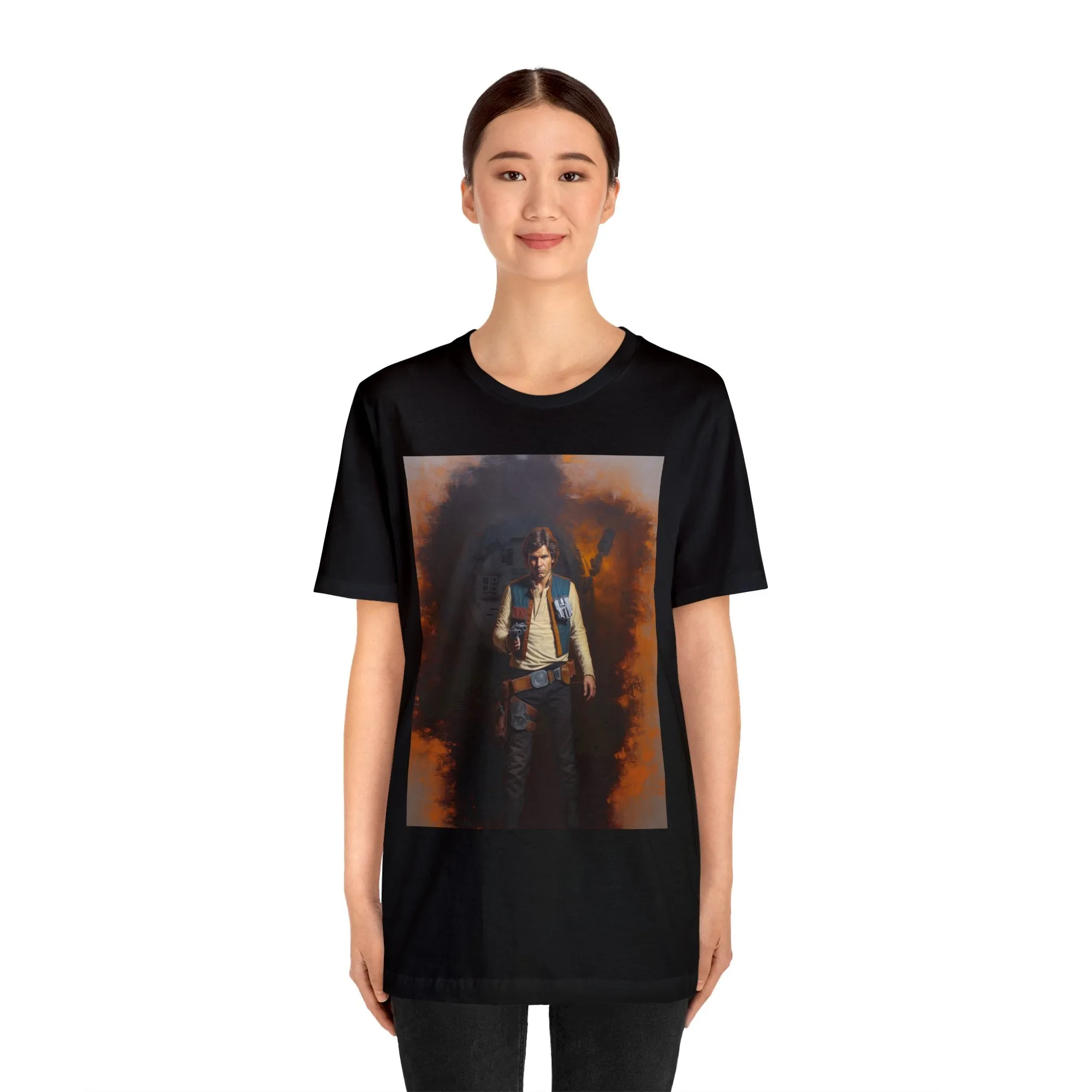 Unisex Jersey Short Sleeve Tee - Han SoloHolding a Playstation controller