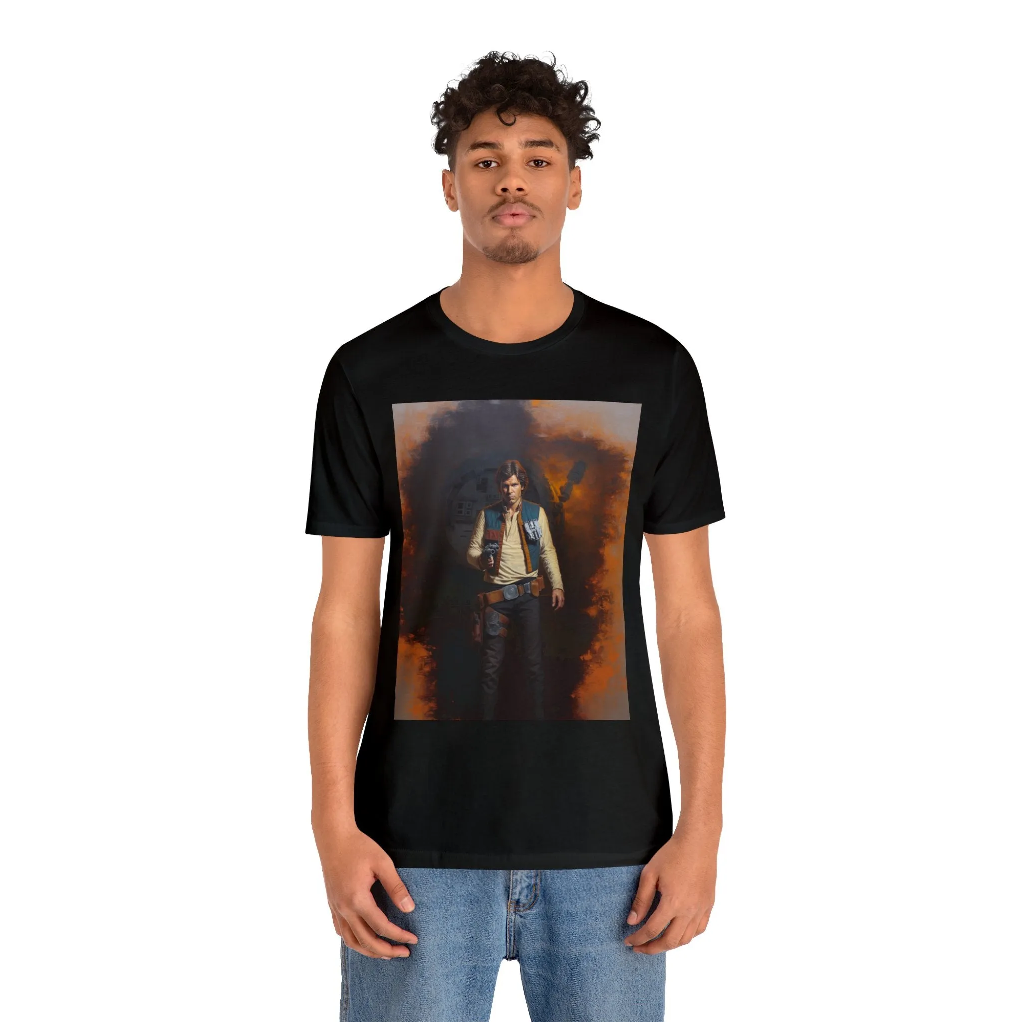 Unisex Jersey Short Sleeve Tee - Han SoloHolding a Playstation controller