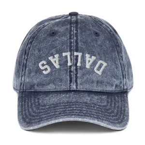 Upside Down Dallas Vintage Cotton Twill Cap, Inverted Dallas Embroidered Hat