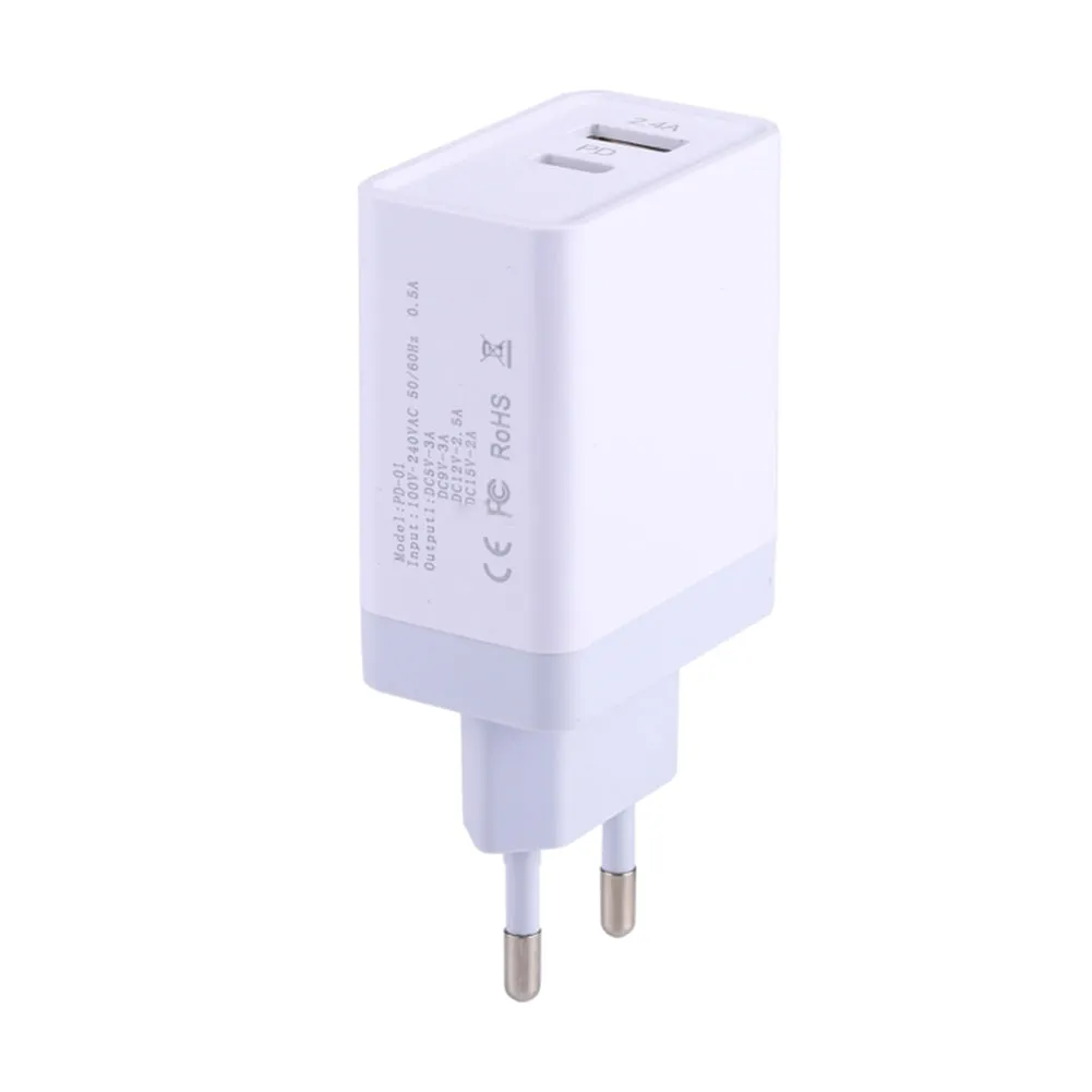 USB C PD Charger 29W Power Delivery Type c Wall Charger with 2 Ports for iPhone Android European regulations white