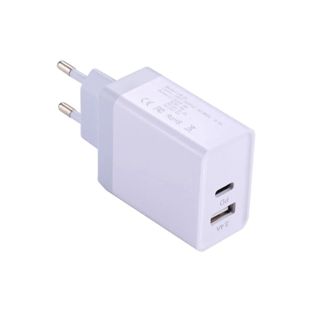 USB C PD Charger 29W Power Delivery Type c Wall Charger with 2 Ports for iPhone Android European regulations white