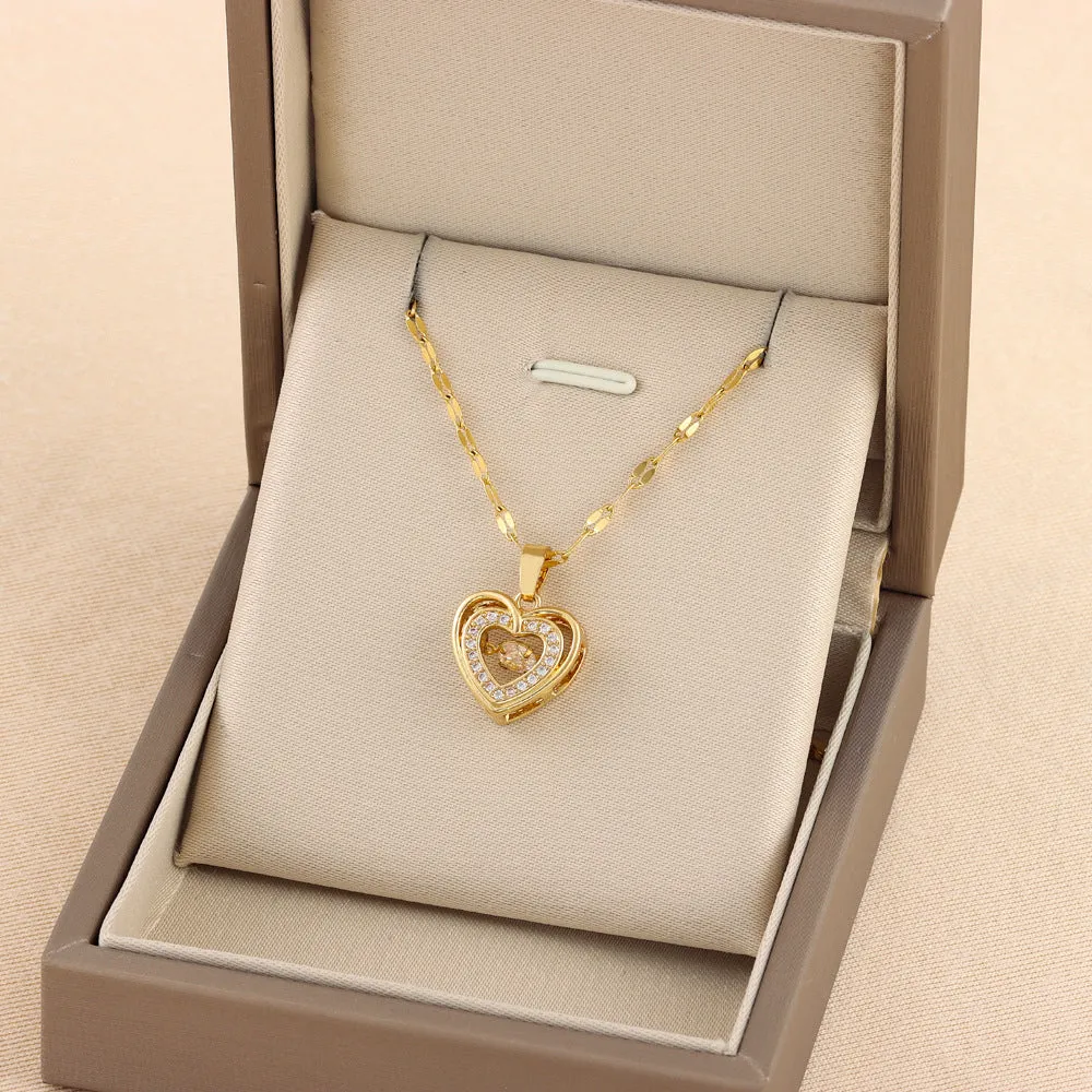 Valentine's Day Gift, Double-layer Smart Love Pendant, Titanium Steel Necklace, Fashion Jewelry for Women