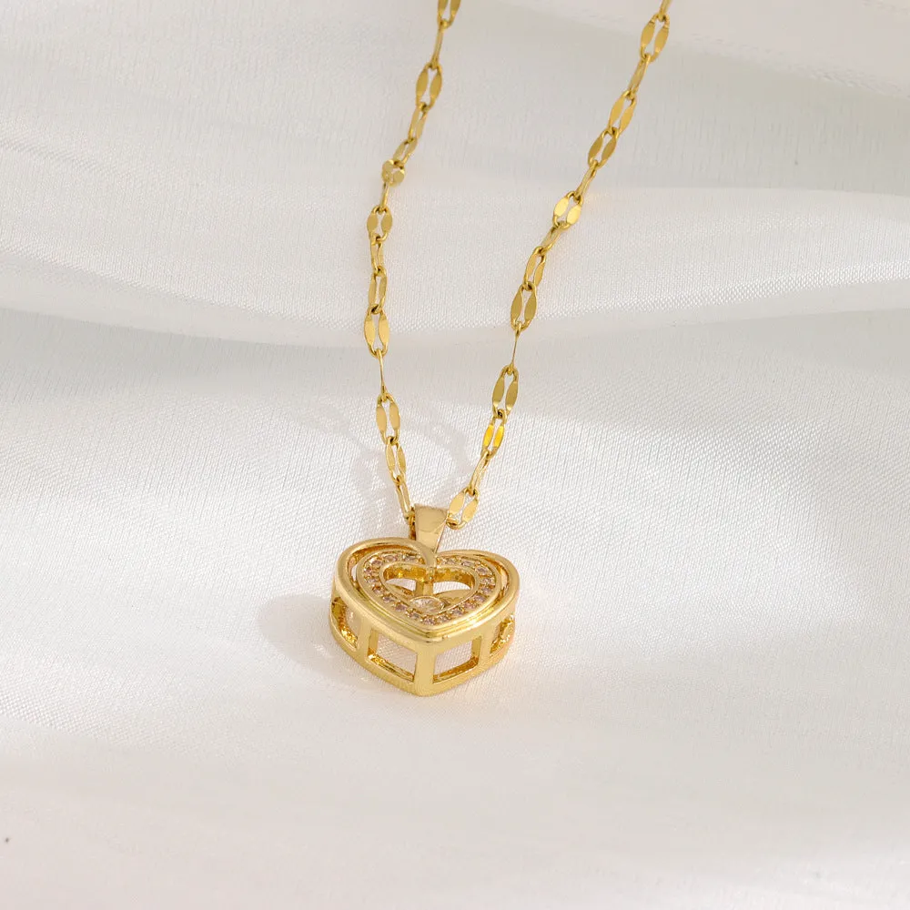 Valentine's Day Gift, Double-layer Smart Love Pendant, Titanium Steel Necklace, Fashion Jewelry for Women