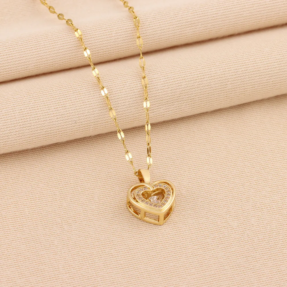 Valentine's Day Gift, Double-layer Smart Love Pendant, Titanium Steel Necklace, Fashion Jewelry for Women