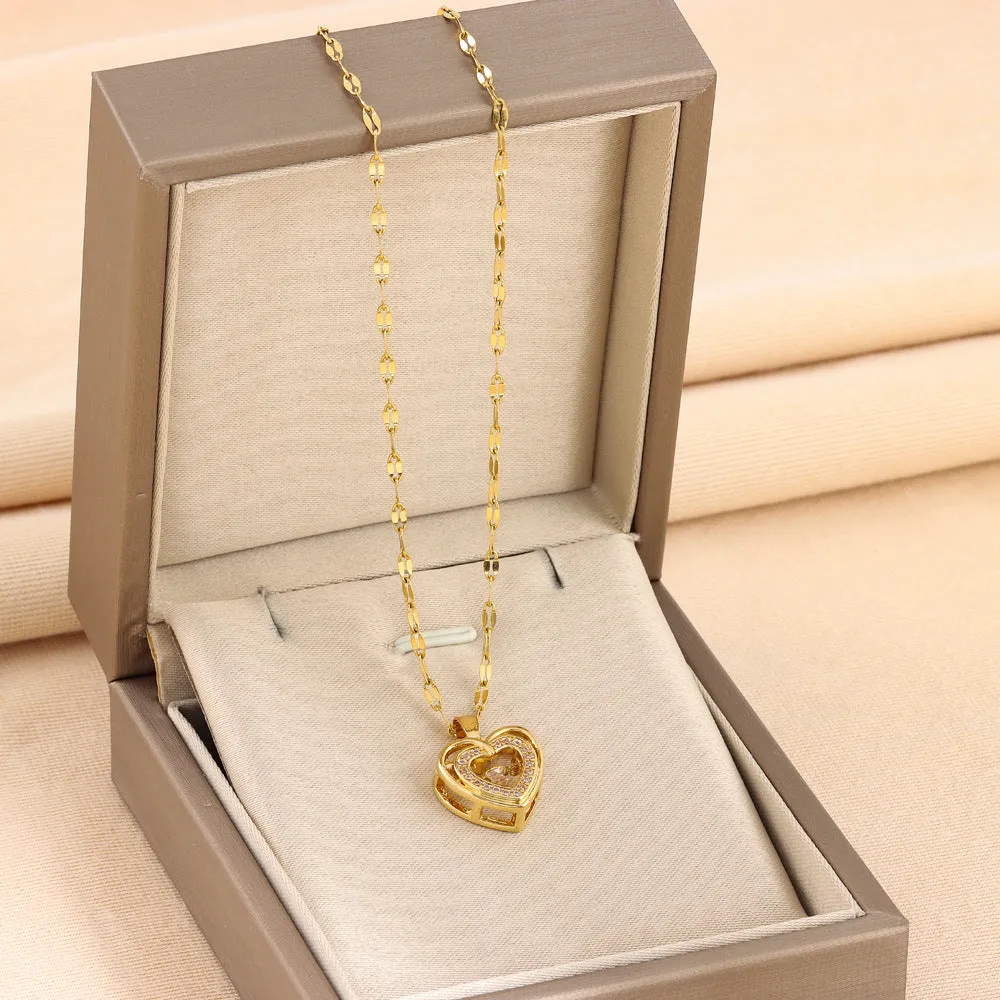 Valentine's Day Gift, Double-layer Smart Love Pendant, Titanium Steel Necklace, Fashion Jewelry for Women