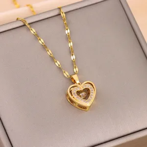 Valentine's Day Gift, Double-layer Smart Love Pendant, Titanium Steel Necklace, Fashion Jewelry for Women
