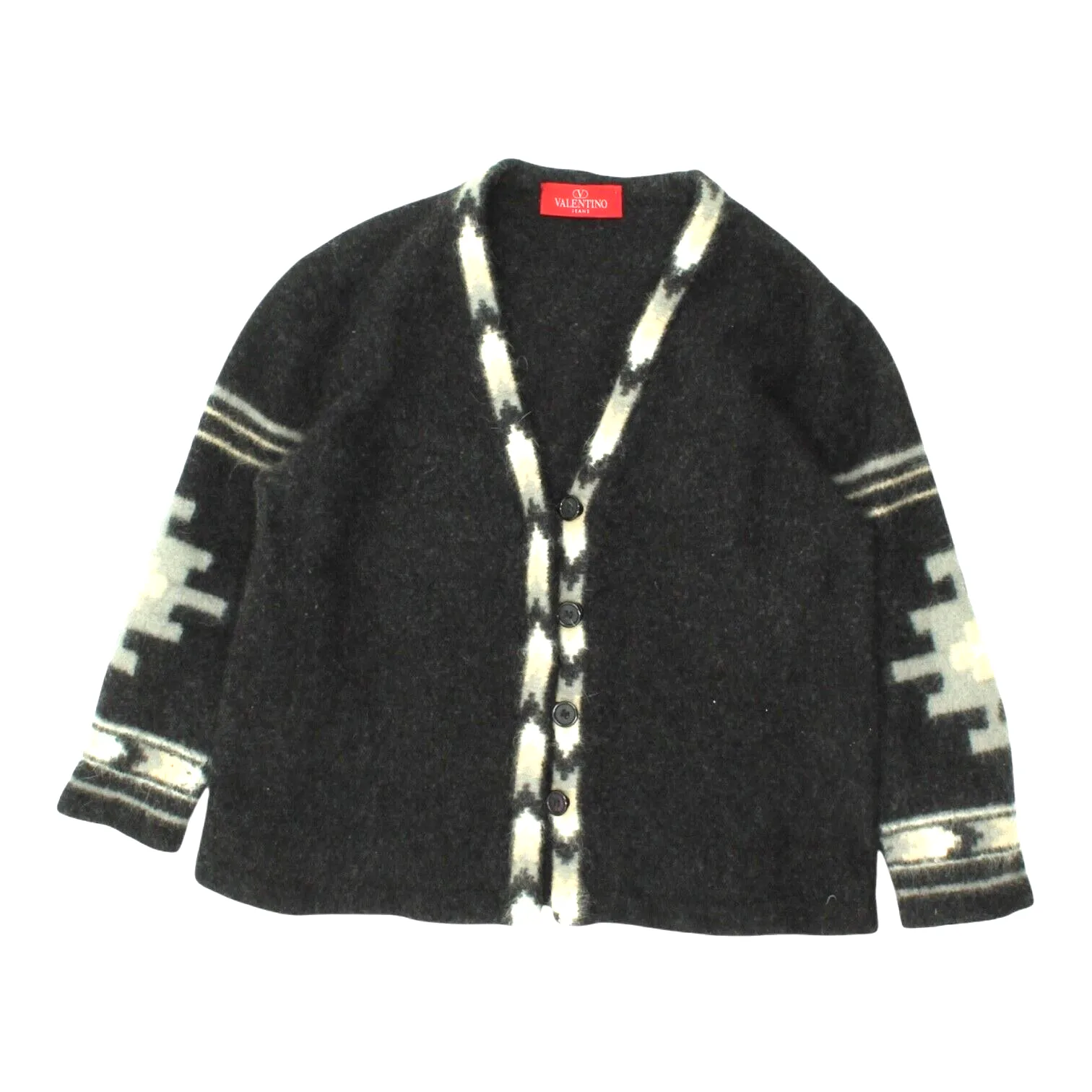 Valentino Womens Black Cardigan | Vintage High End Designer Knit Button Sweater