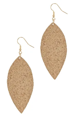 VEAGAN LEATHER FASHION LEAF TEAR DROP EARRINGS