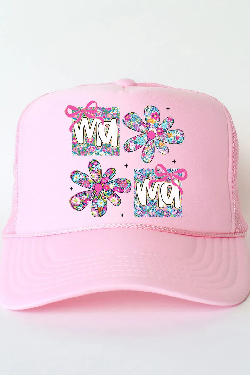 Vibrant Floral Mama Otto Soft Pink Foam Front Trucker Hat