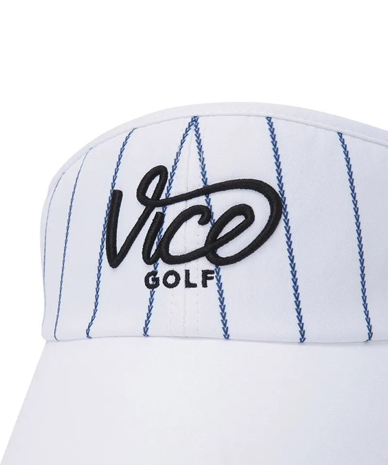 Vice Golf Atelier Pinstripe Wide Visor - White
