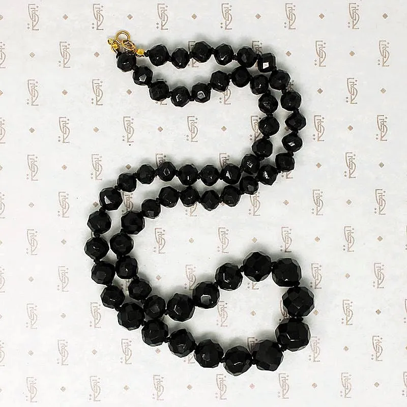 Victorian Strand of English Black Glass Beads
