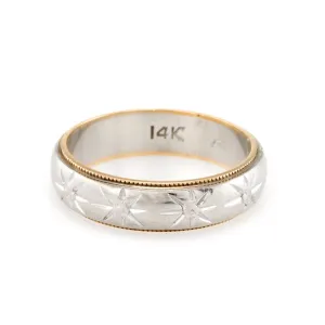 Vintage 14k Yellow & White Two Tone Wedding Band Ring