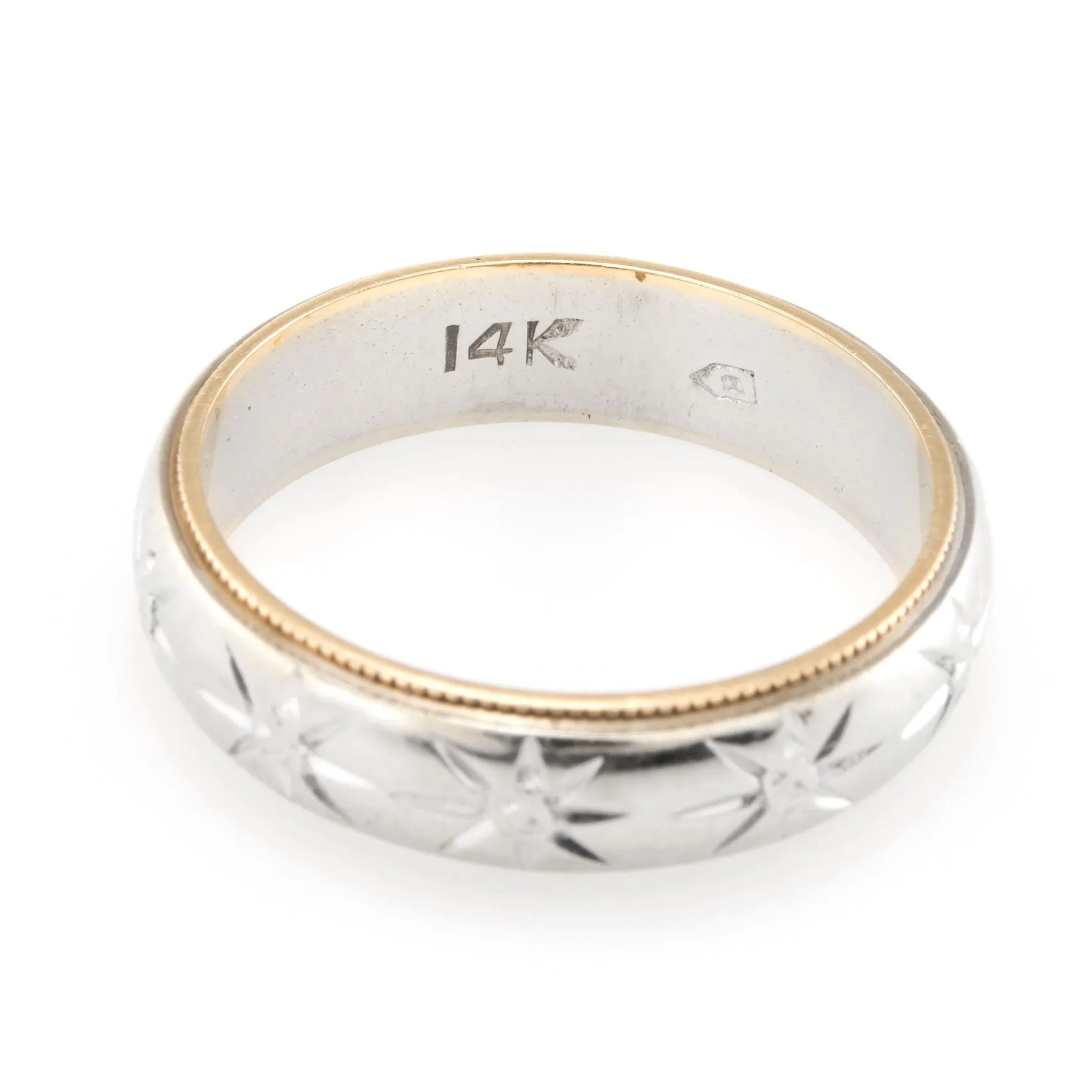 Vintage 14k Yellow & White Two Tone Wedding Band Ring