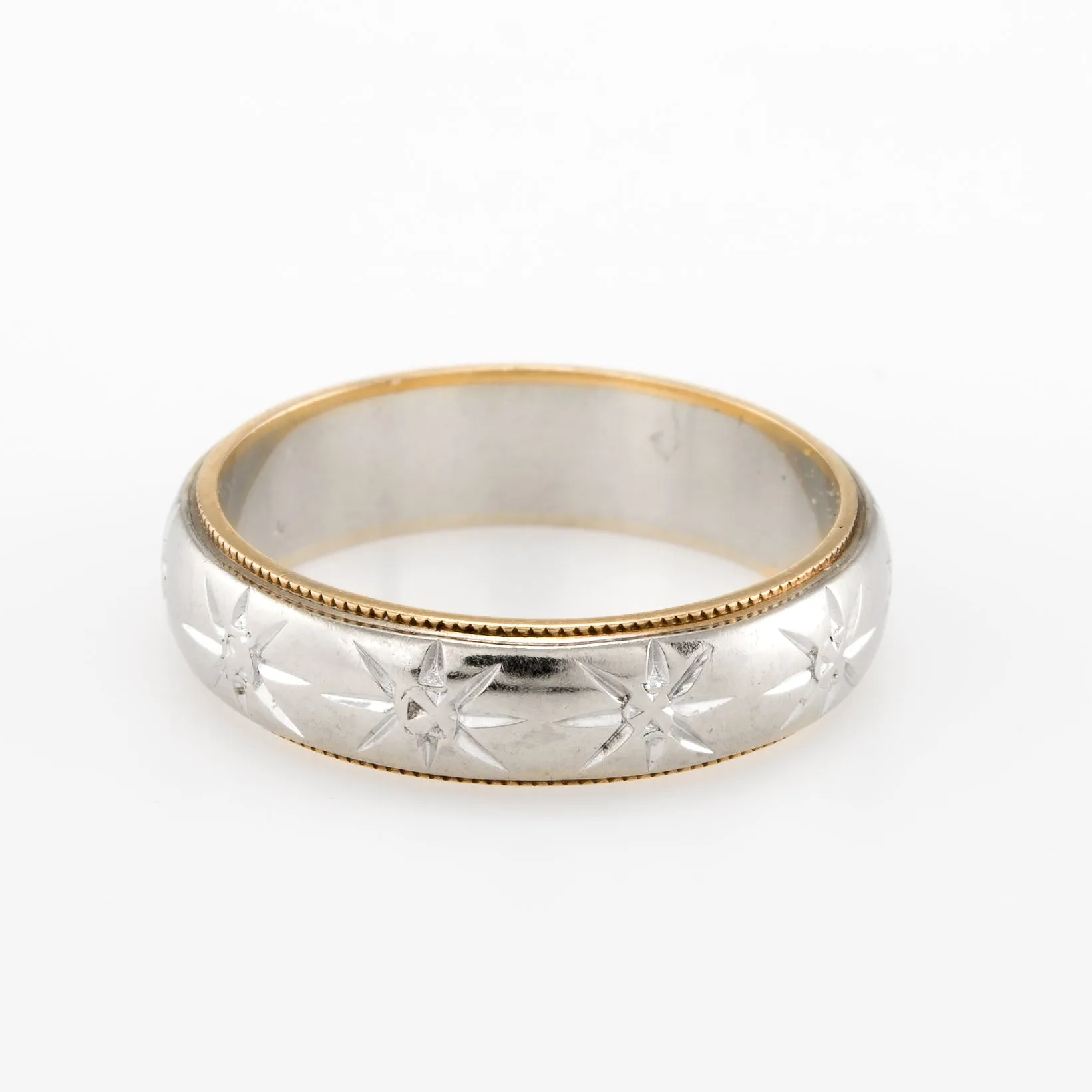 Vintage 14k Yellow & White Two Tone Wedding Band Ring