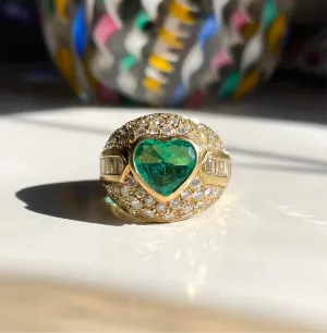 Vintage 18K Emerald   Diamond Bombé
