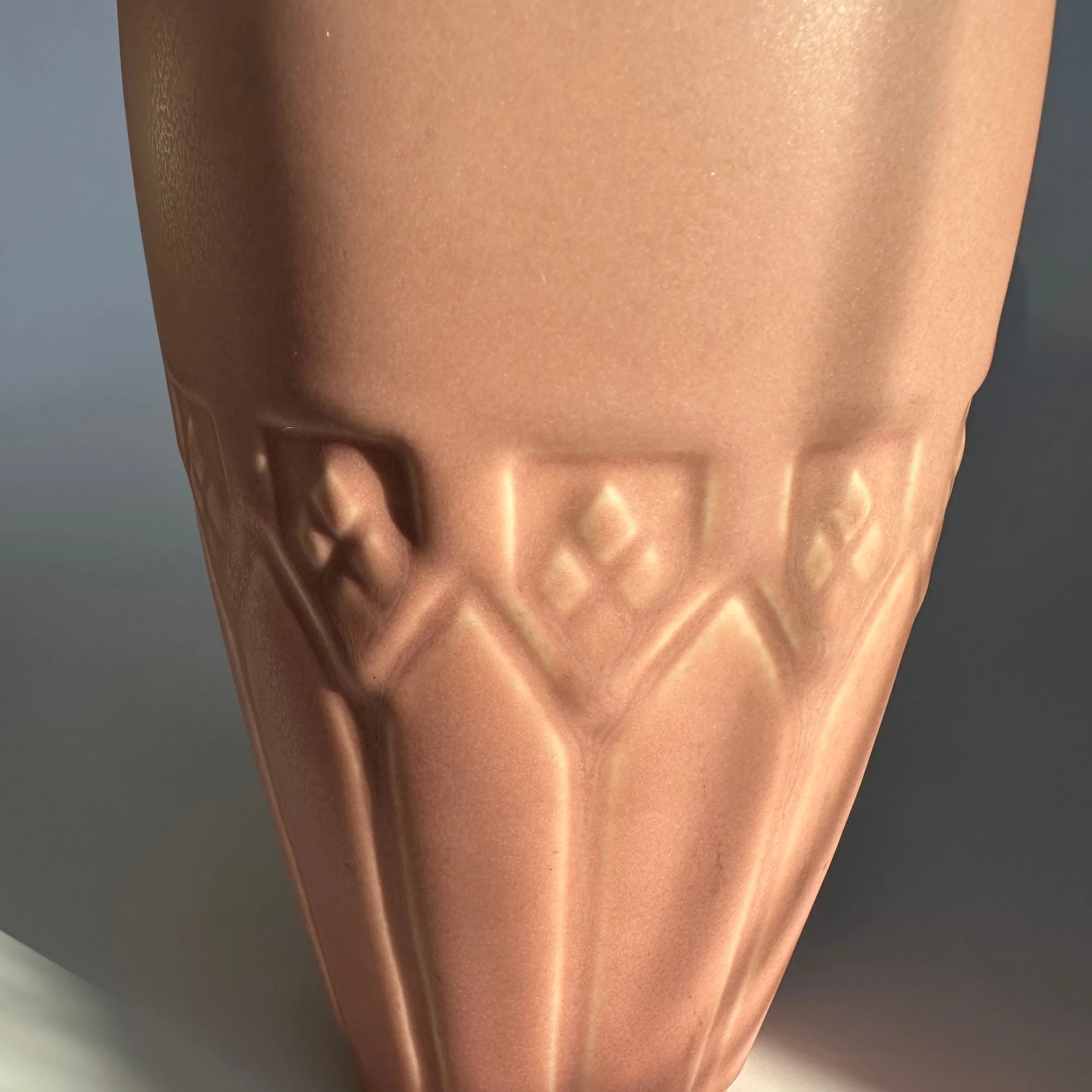 Vintage 1924 Rookwood Pottery Matte Pink Geometric Floral Vase