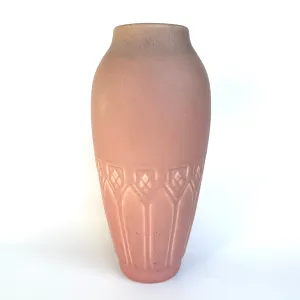 Vintage 1924 Rookwood Pottery Matte Pink Geometric Floral Vase