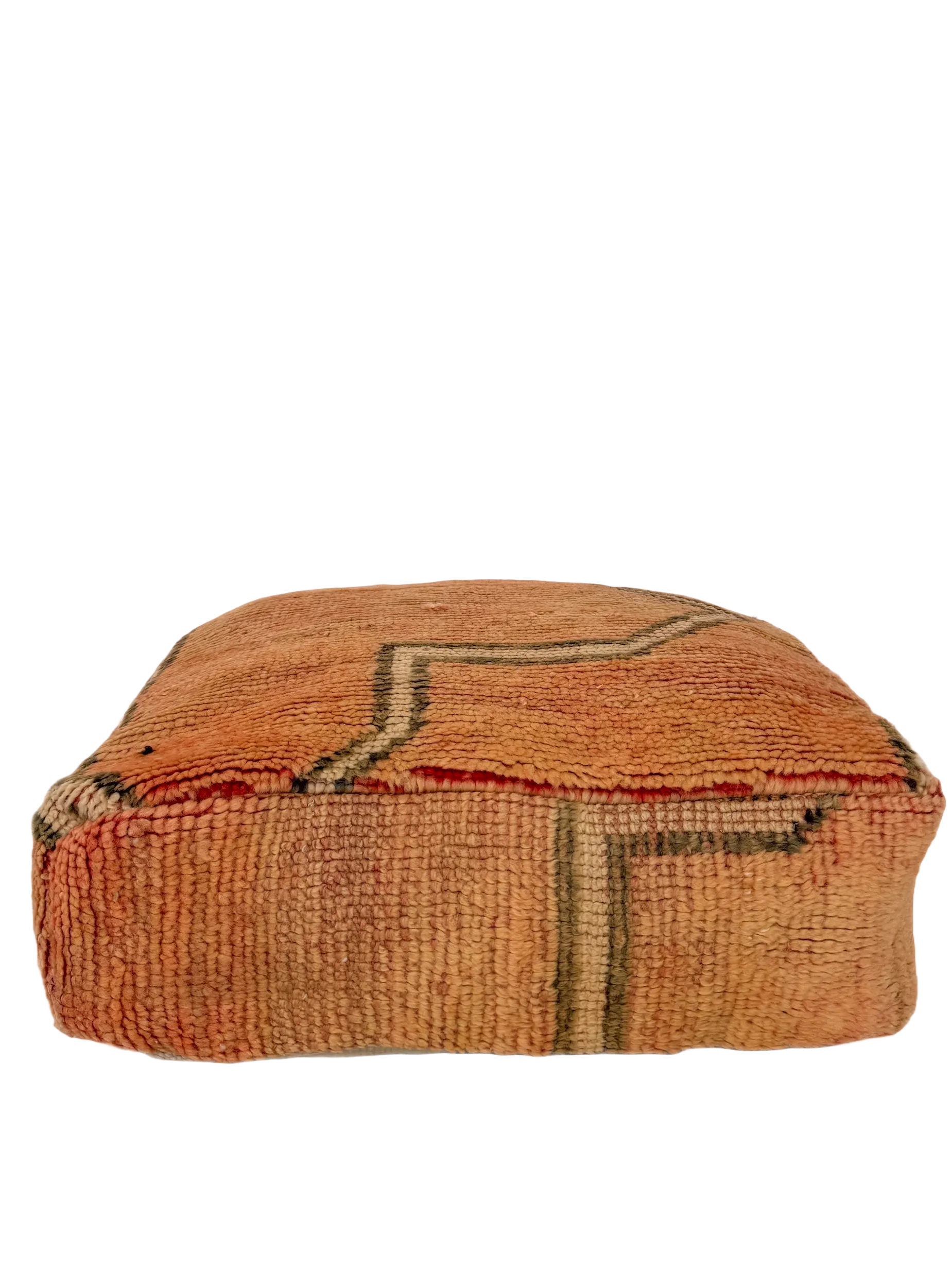 Vintage Beni M'Guild Pouf - Peach Maze Stripe