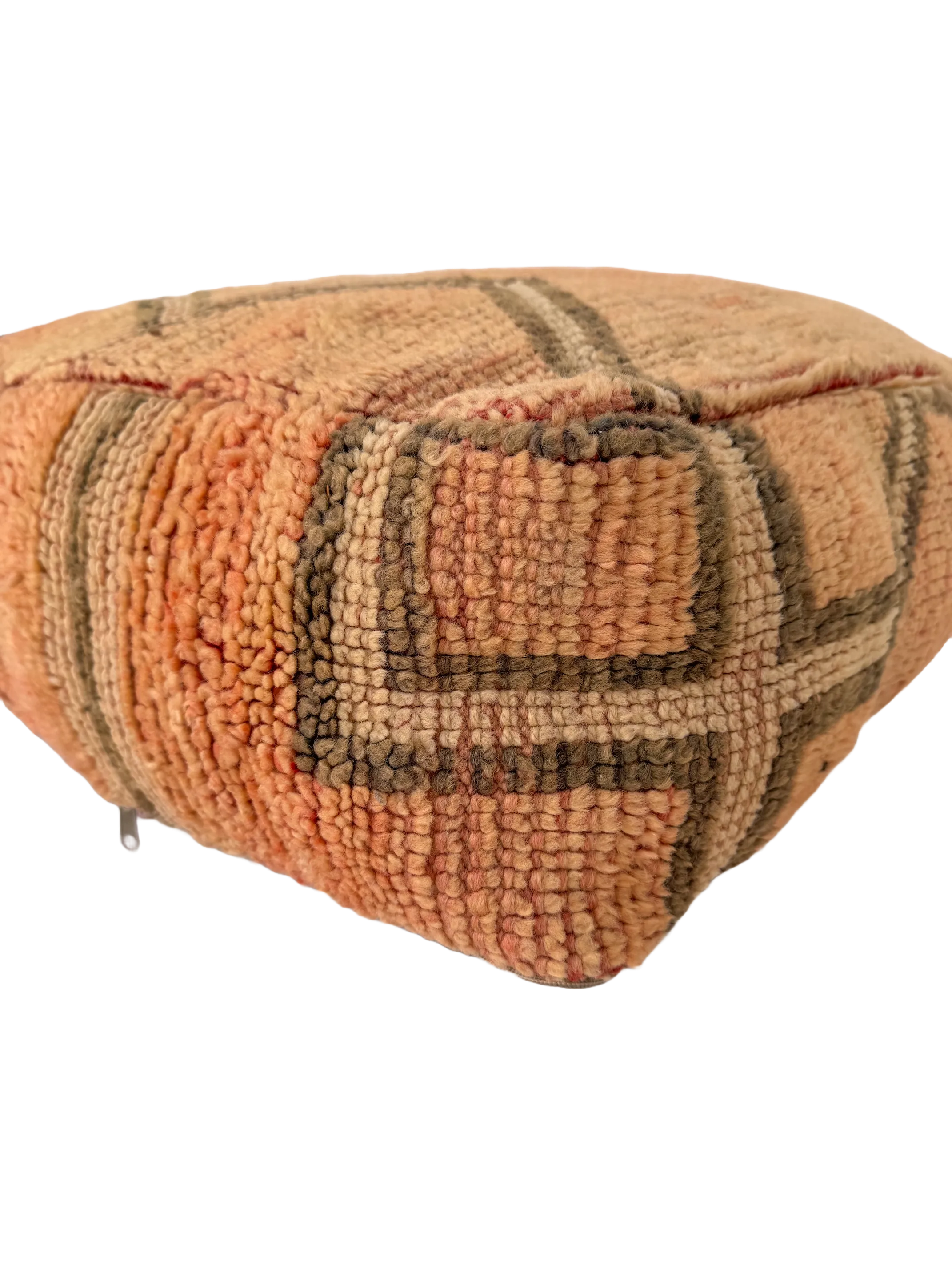 Vintage Beni M'Guild Pouf - Peach Maze Stripe